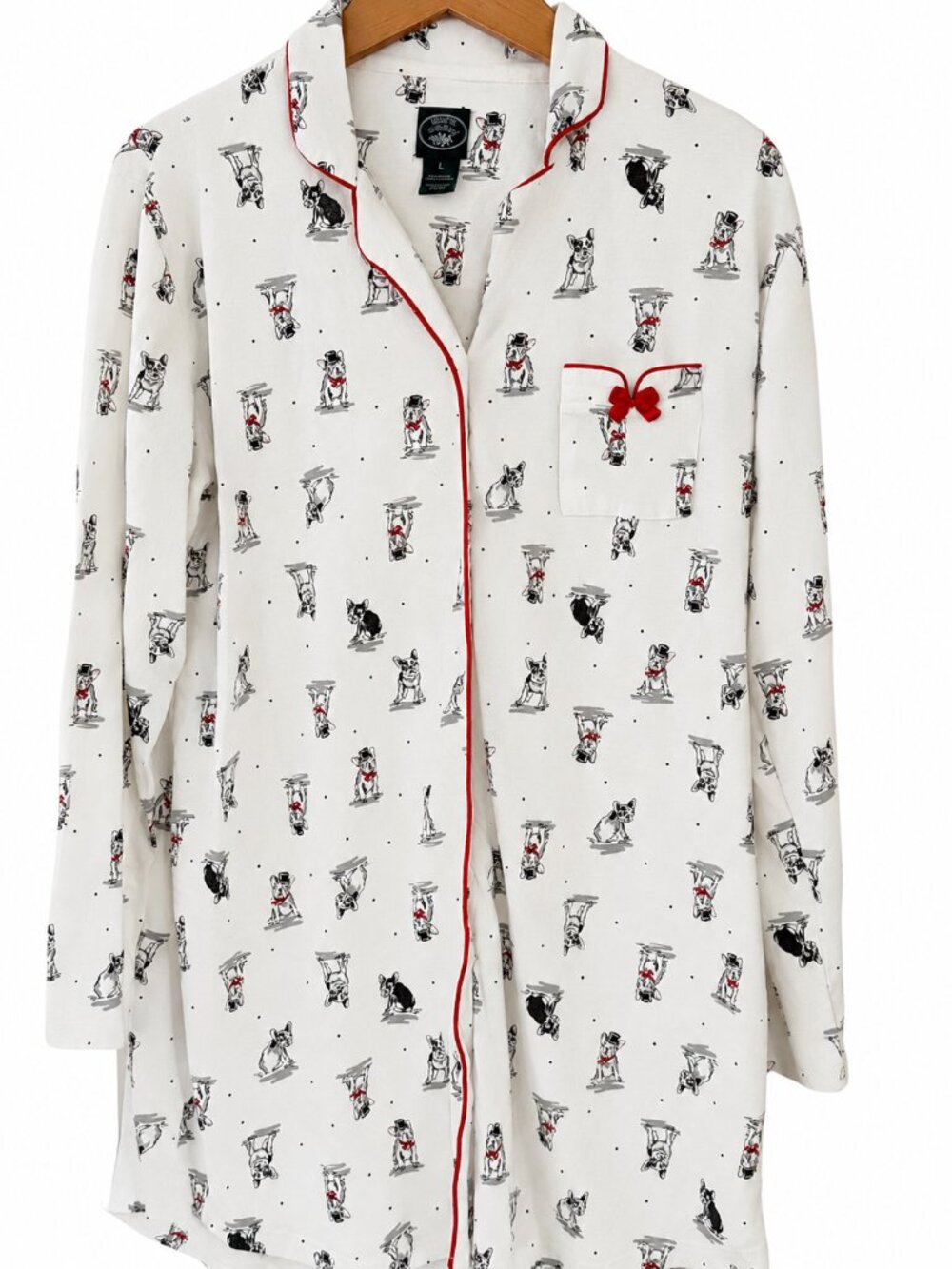 Laura Ashley Dog Print Button Front Sleepshirt Nightgown Women’s Large